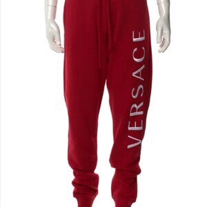 VERSACE Versace Embroidery Red and White Sweatpants